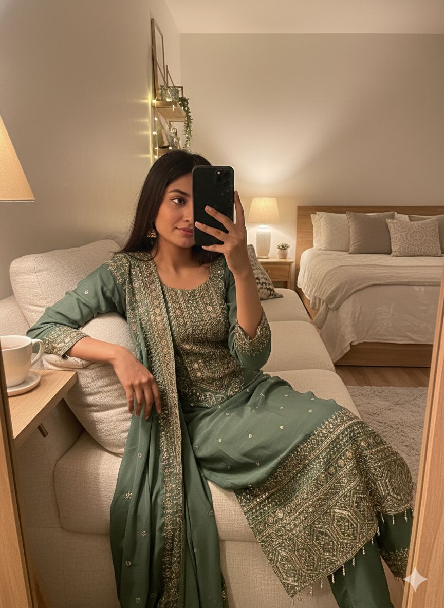 Pista Pure Cinon Silk Pakistani Suit