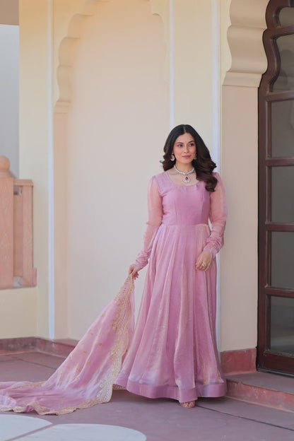 Pink Premium Cotton Gown & Duppta