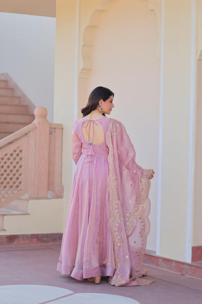Pink Premium Cotton Gown & Duppta