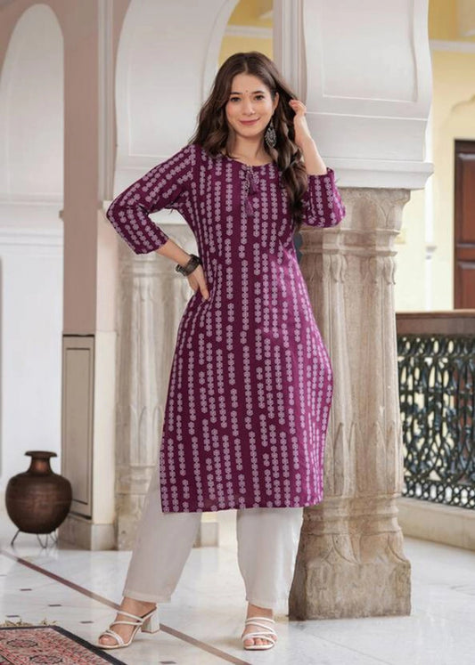 Wine Straight Rayon Kurti
