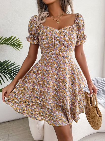 Floral Shirred Mini Dress