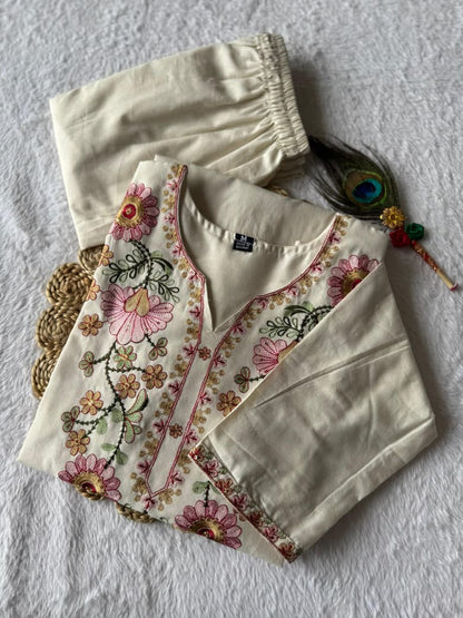 Summer Wear Pure Khadi Cotton Kurti Pant Set