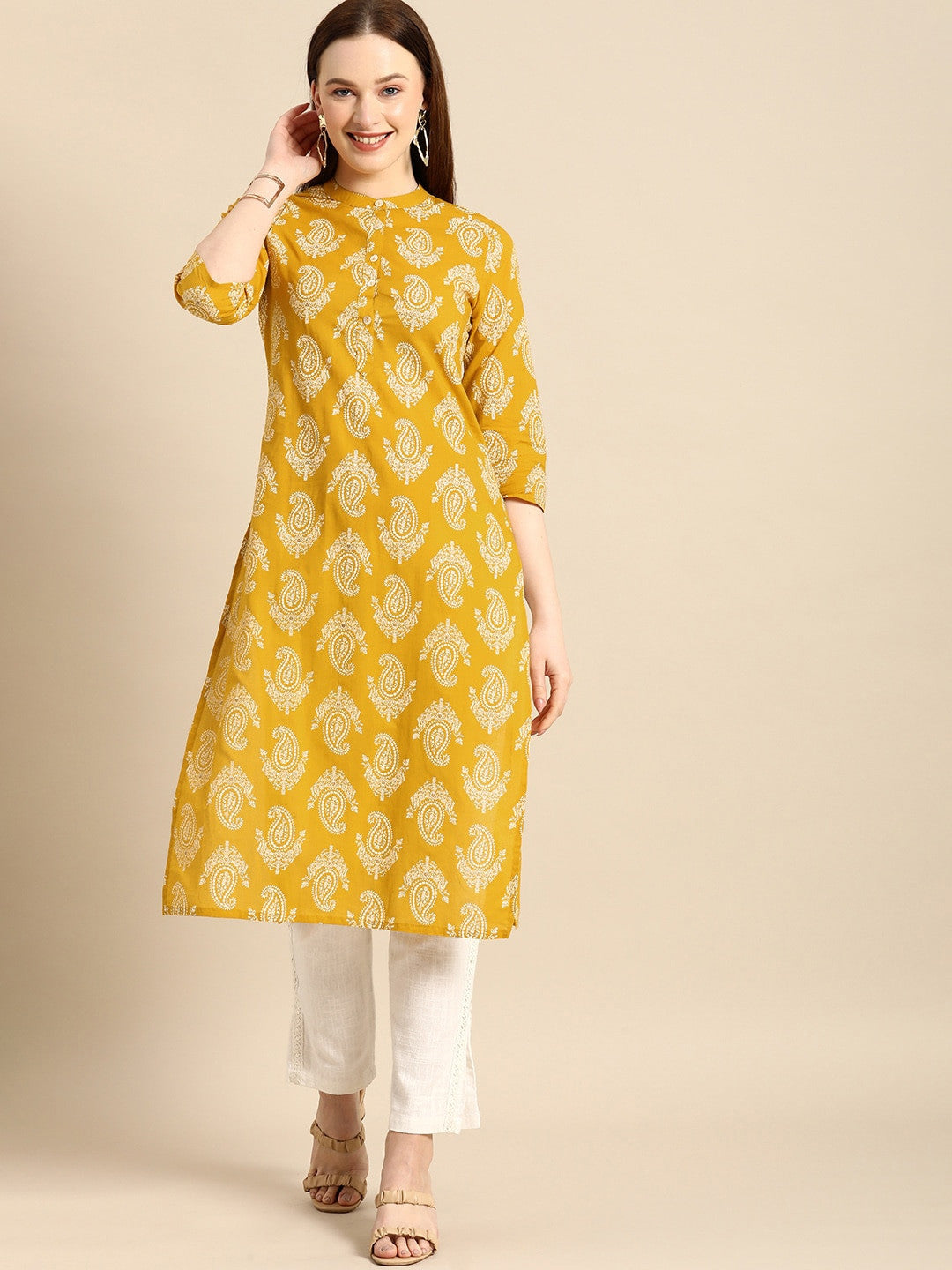 Office Wear Yellow Kurti