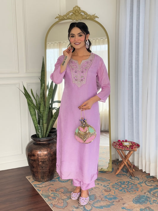 Lavender Fancy Rayon Kurti