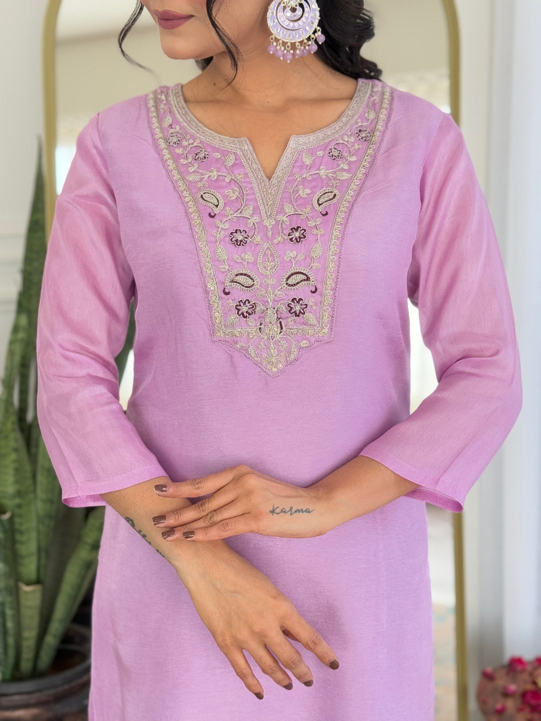 Lavender Fancy Rayon Kurti