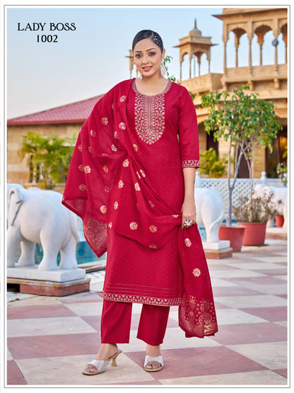 Vertican Silk Kurti Set With Viscose Dupatta