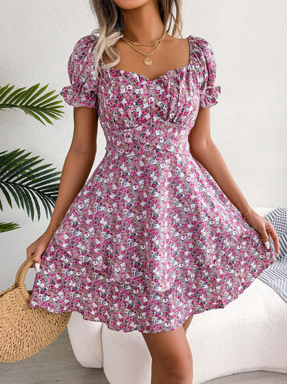 Floral Shirred Mini Dress