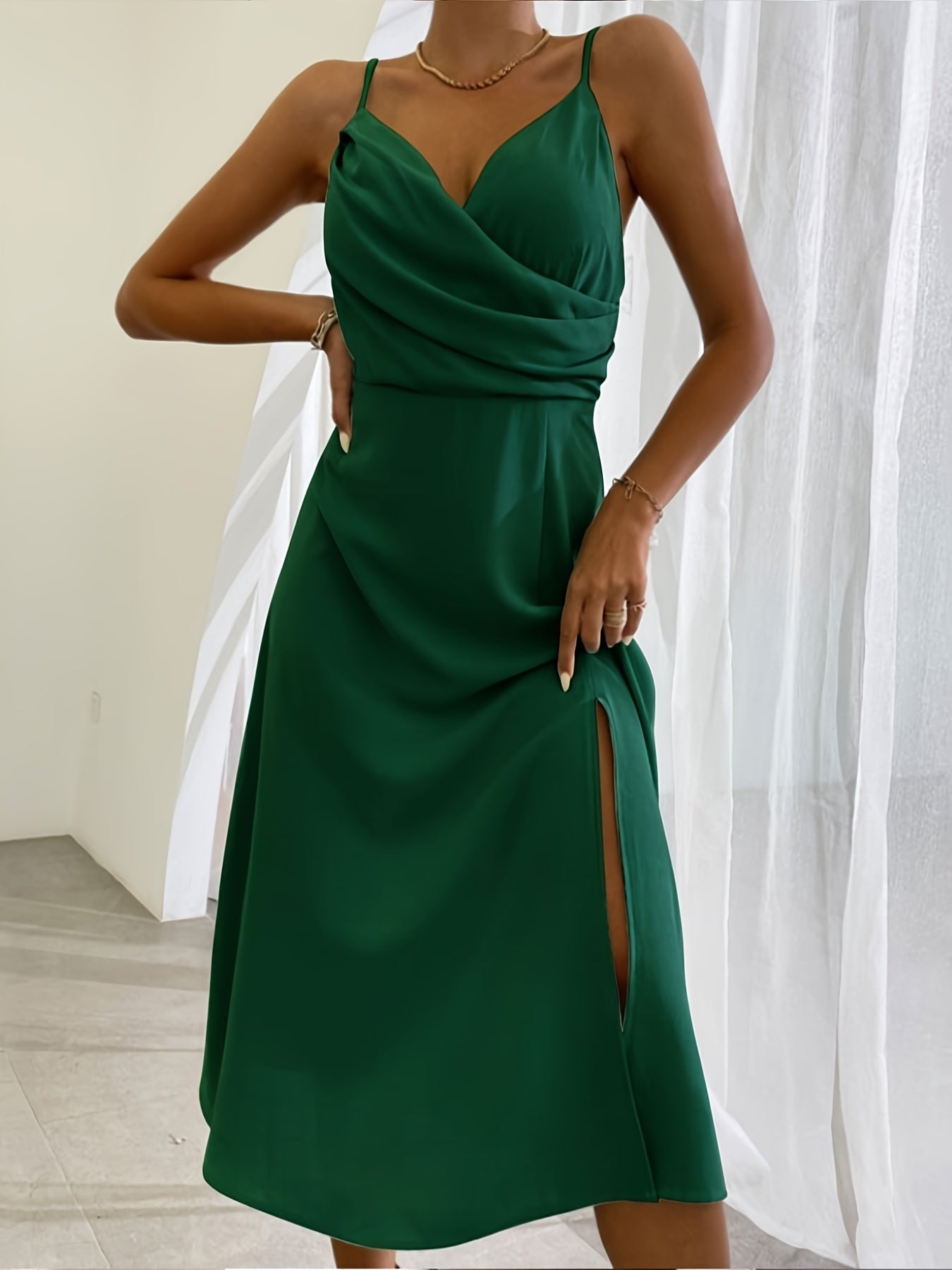 Slim V-Neck Sling Dress