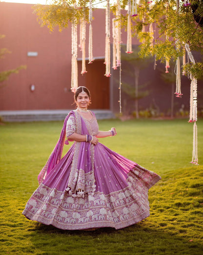 Lavender heavy Embroidered Lehenga