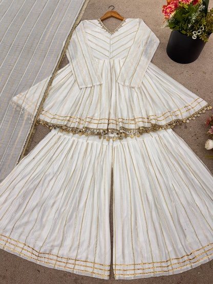 White Fully Stitched Sharara Plazo