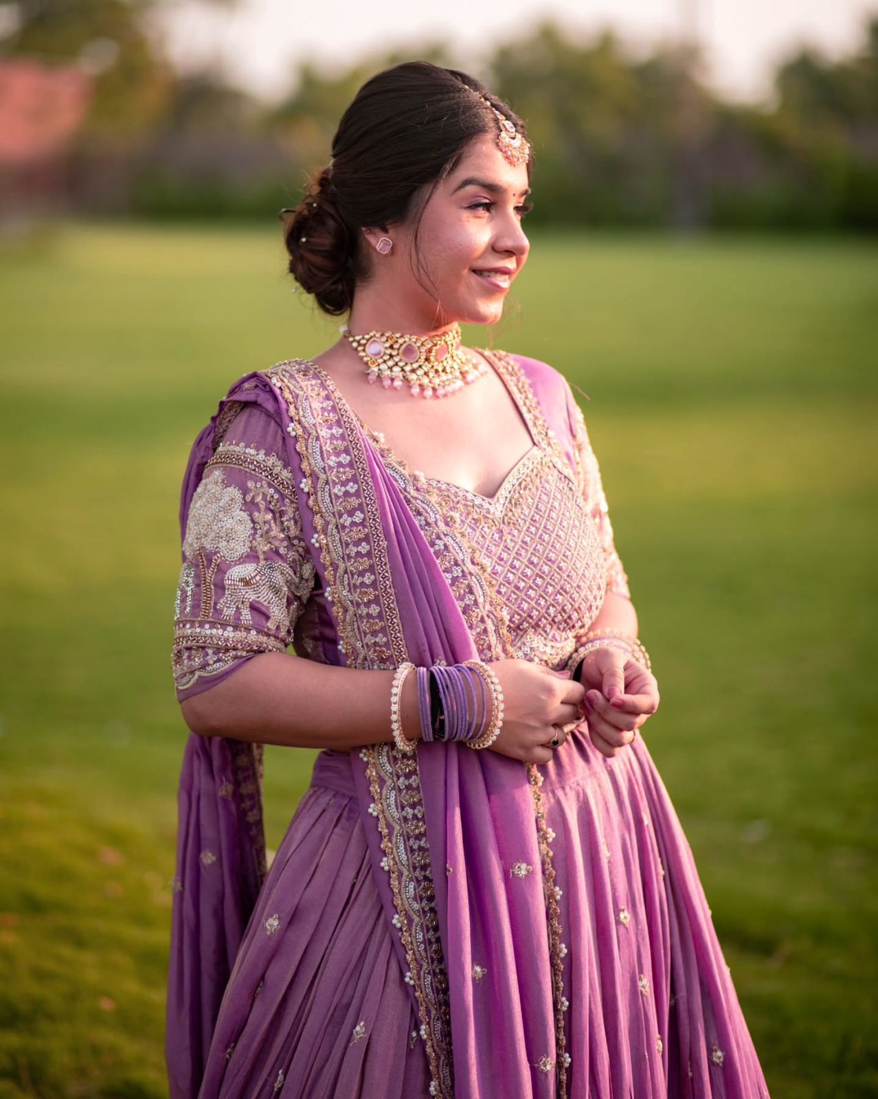 Lavender heavy Embroidered Lehenga