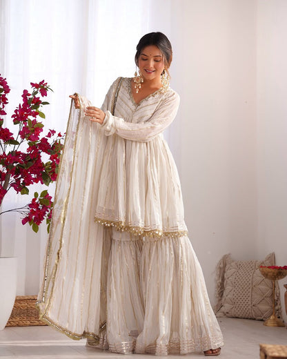 White Fully Stitched Sharara Plazo