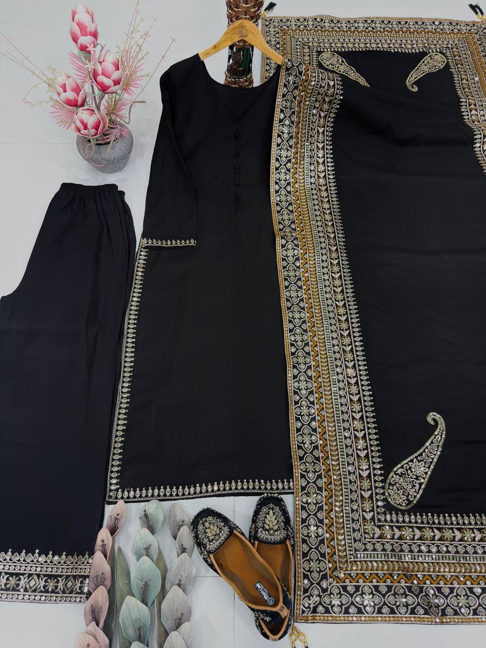 Eid Special Roman Silk Pakistani Suit Set