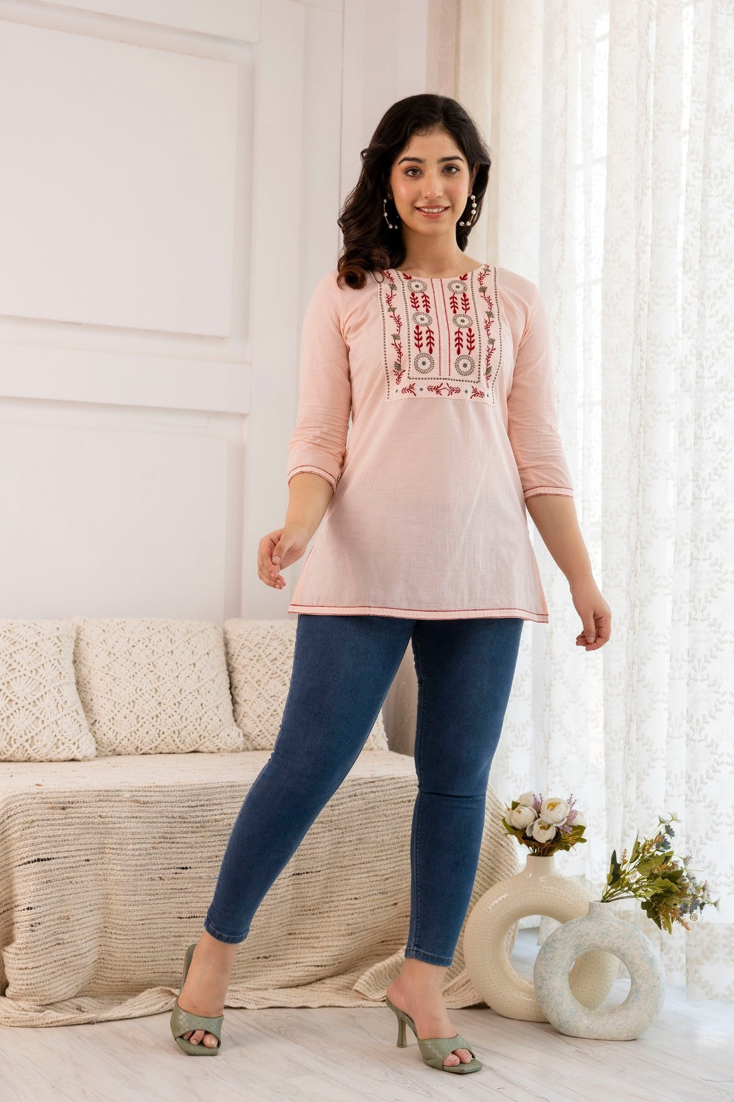 Summer Wear Peach Cotton Top