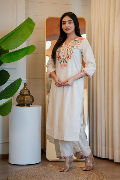 Summer Wear Pure Khadi Cotton Kurti Pant Set