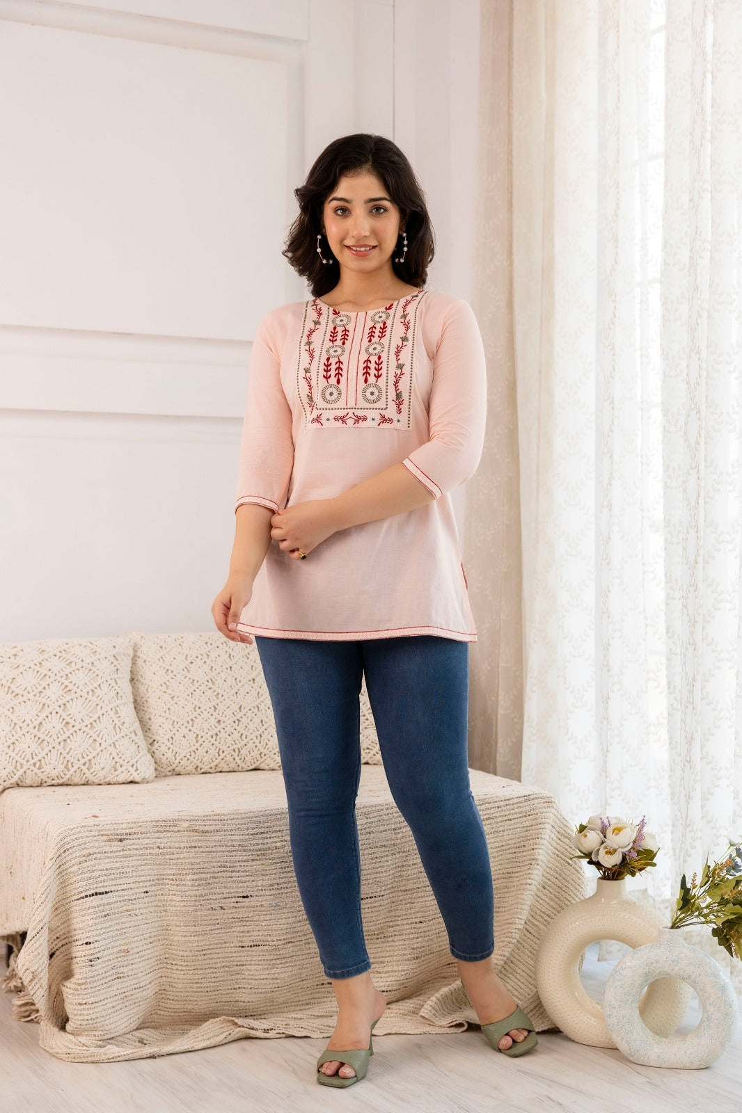 Summer Wear Peach Cotton Top