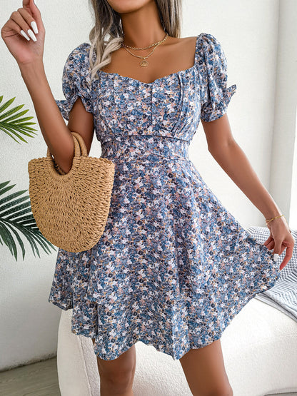 Floral Shirred Mini Dress