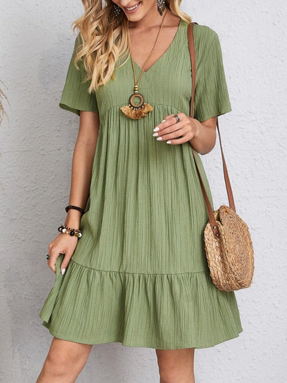 Ruffled V-Neck Summer Dress