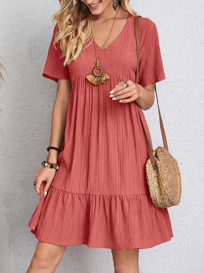 Ruffled V-Neck Summer Dress