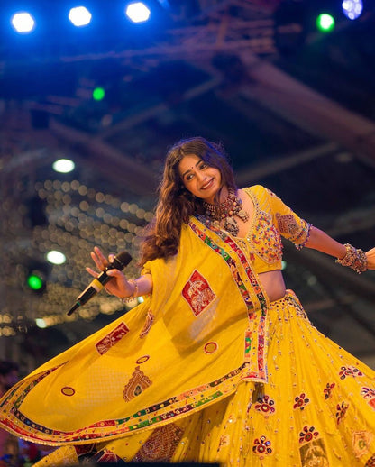 Yellow Embroidered Lehenga Choli