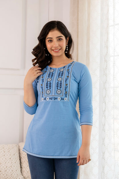 Designer Pure Cotton Top With Embroidery Work