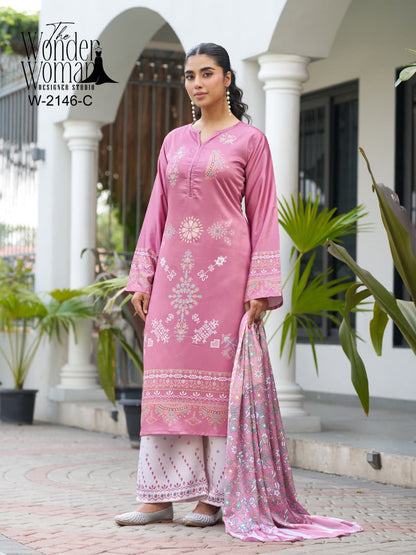 light pink Premium Imported Satin With Chinnon Dupatta suit set