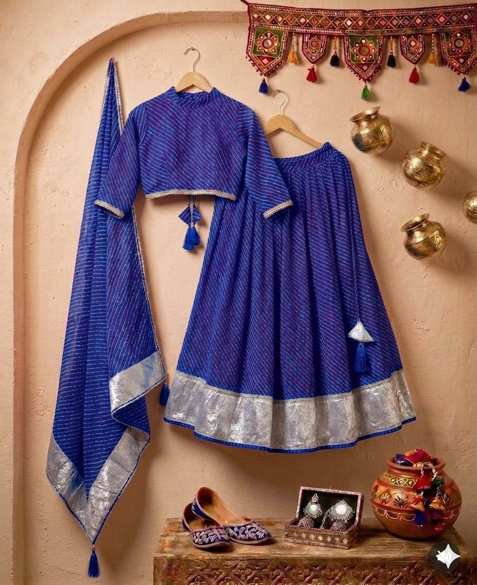 Leheriya Printed Georgette Chaniya Choli Set with Dupatta