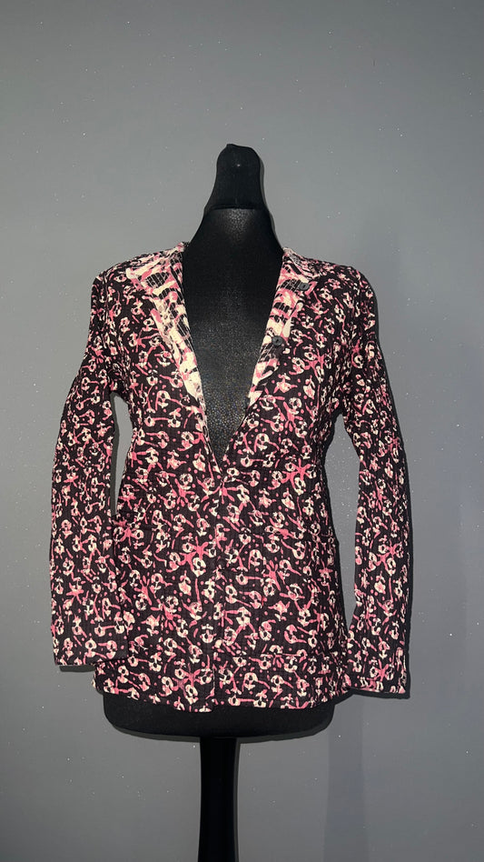 Black & Pink Reversible Quilted Cotton Jacket