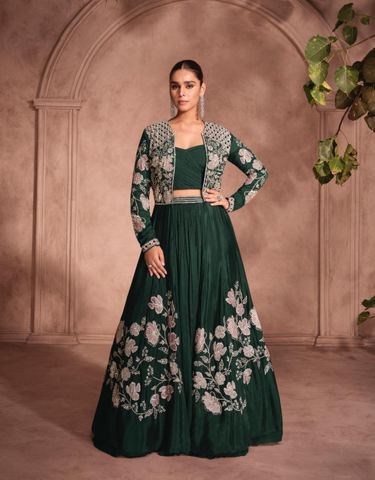 Green Elegance Wedding Gown & Lehenga