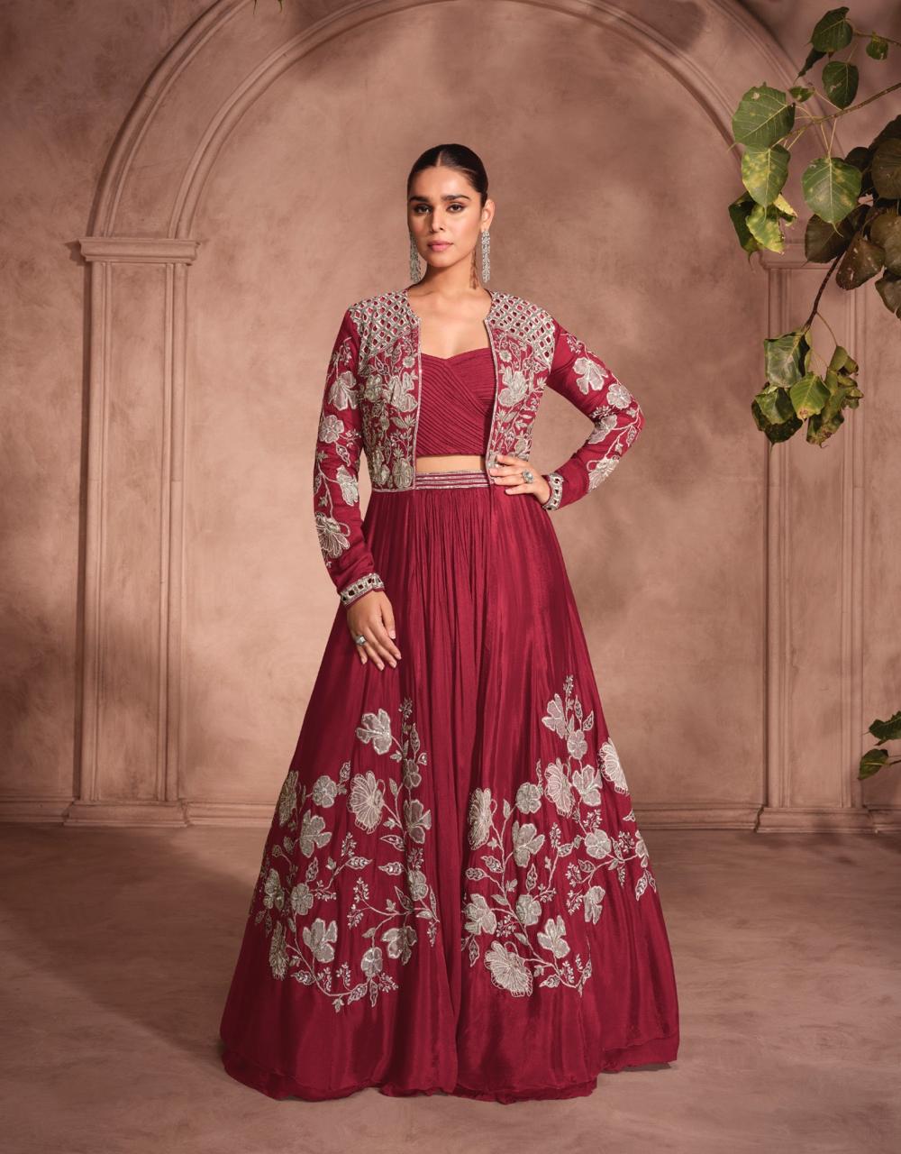 Red beautifully Anarkali Gown with Jacket