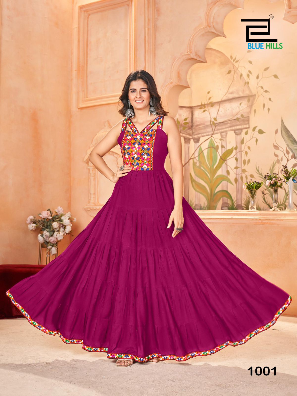 Maroon Premium Long Flrill Gown