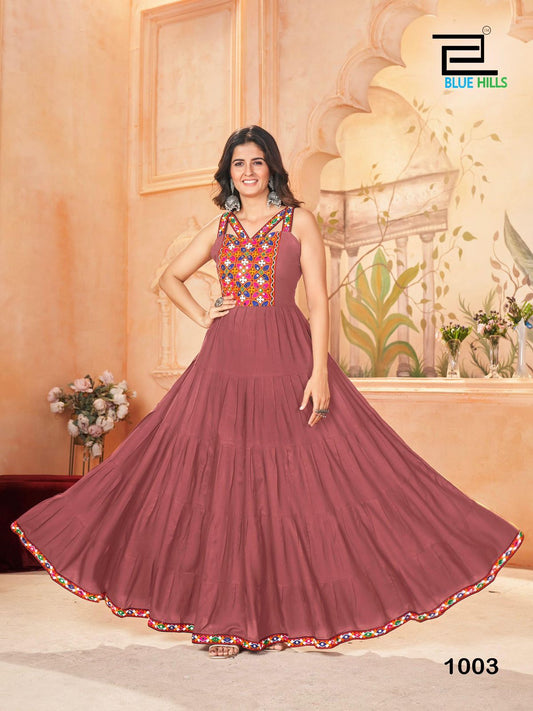 Rust Beautiful Gamthi Work Gown