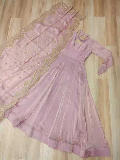Pink Premium Cotton Gown & Duppta
