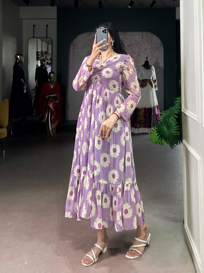 Purple Elegant Lightweight Frock