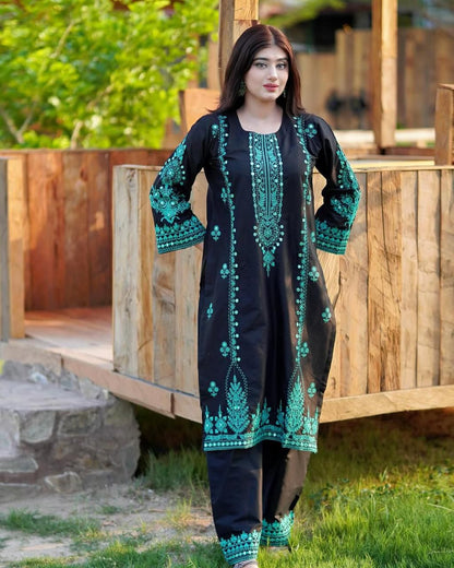 Green Premium Roman Silk Suits