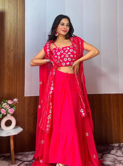 Pink Fully Stitched Wedding Lehenga