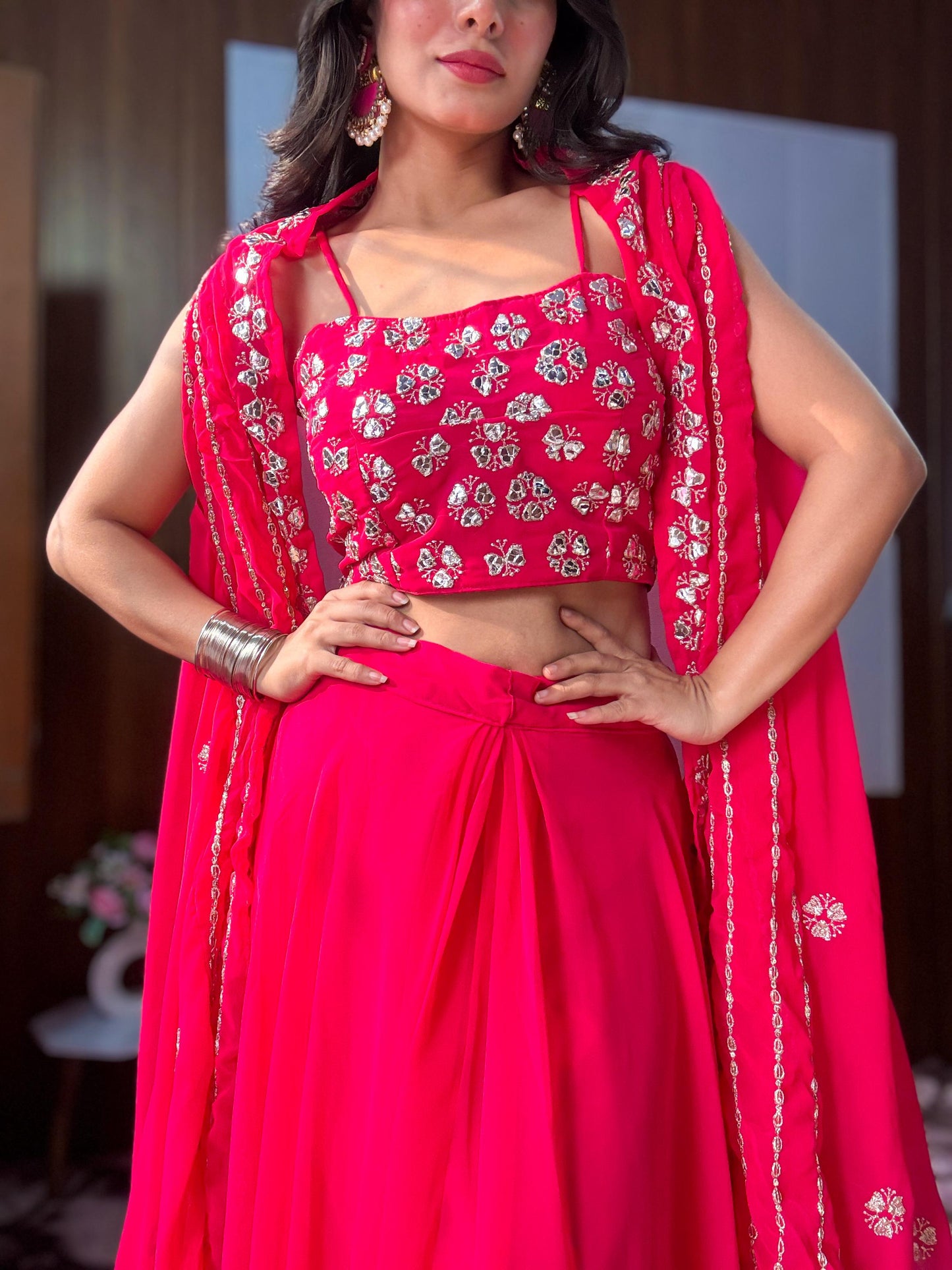 Pink Fully Stitched Wedding Lehenga