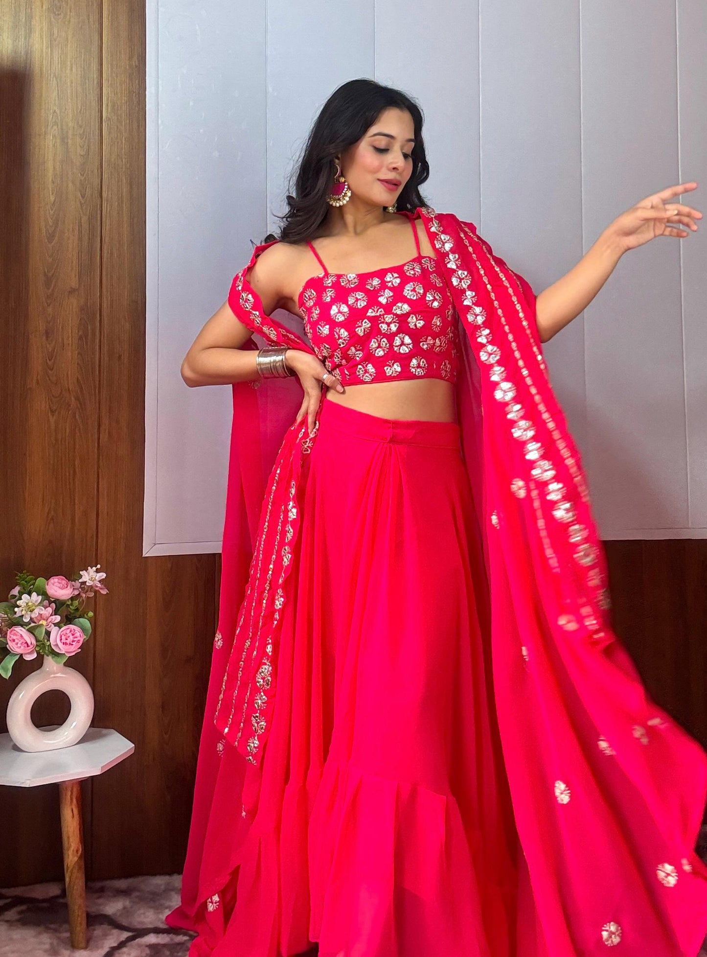 Pink Fully Stitched Wedding Lehenga