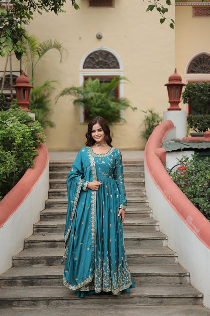 Rama Embroidery Cotton Sharara Suit