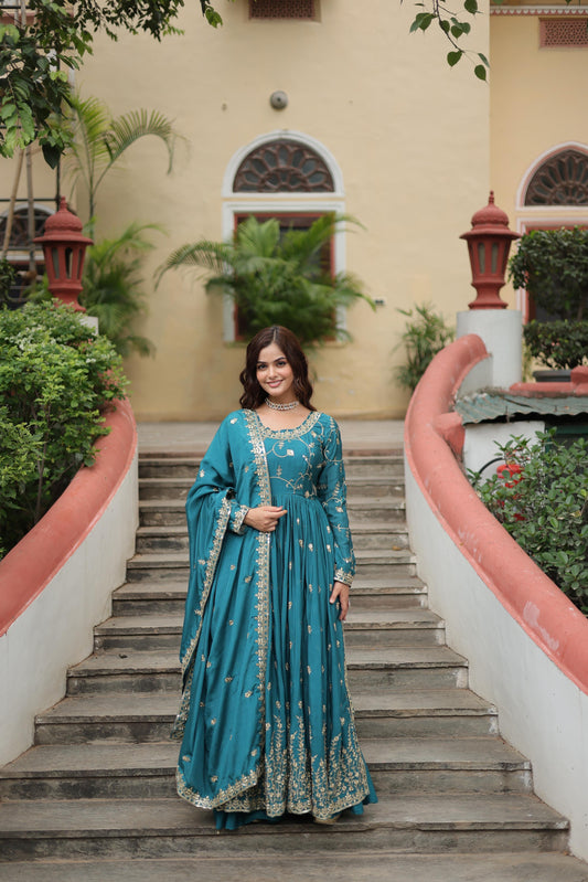 Rama Embroidery Cotton Sharara Suit