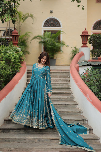 Rama Embroidery Cotton Sharara Suit