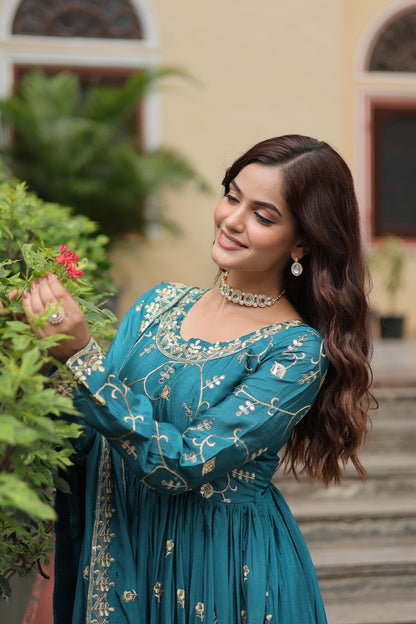 Rama Embroidery Cotton Sharara Suit