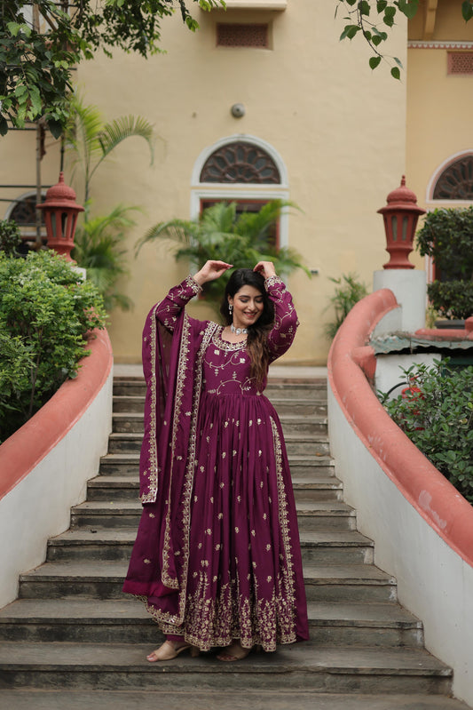 Wine Designer Readymade Sharara Suit