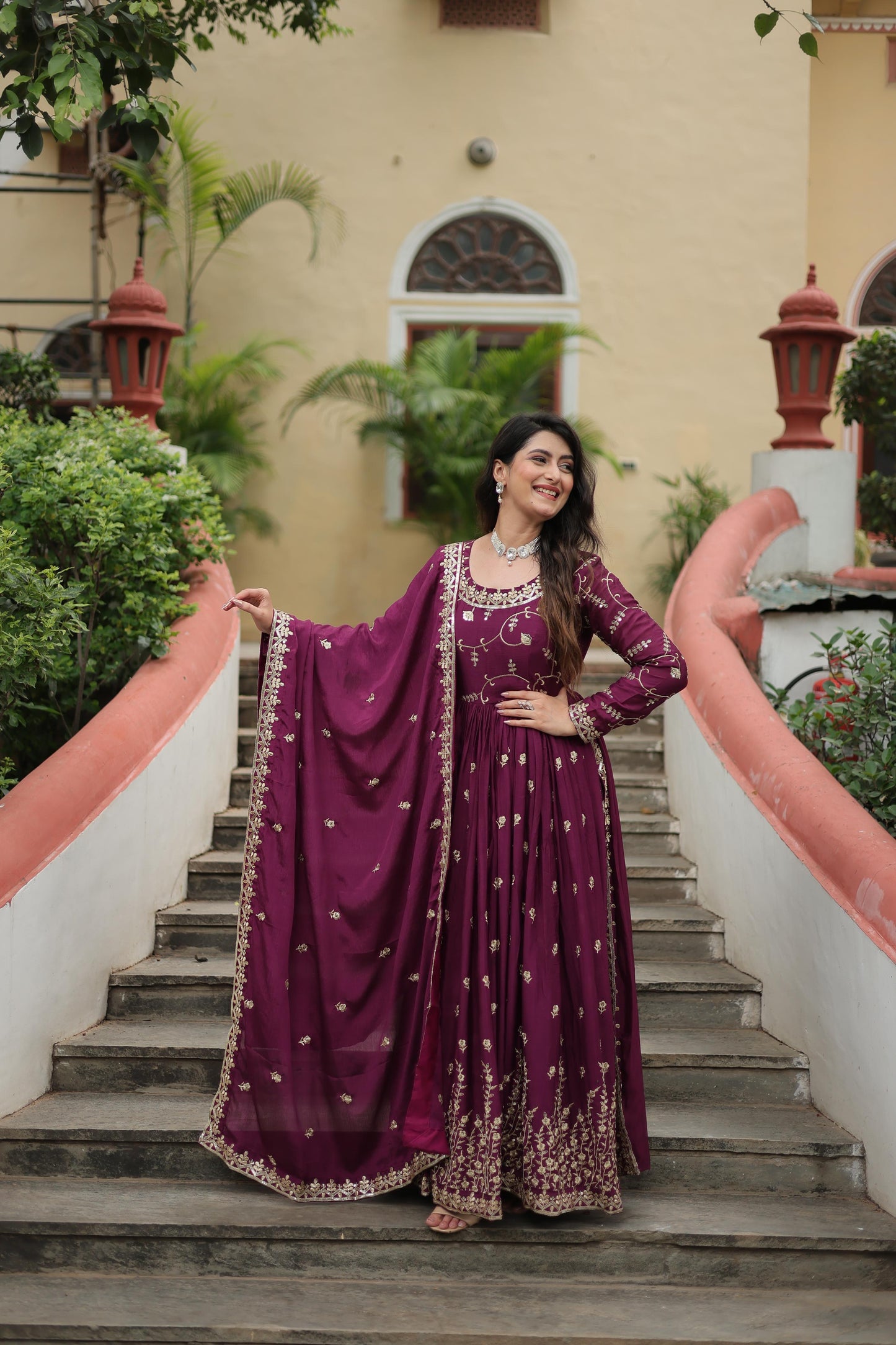 Wine Designer Readymade Sharara Suit