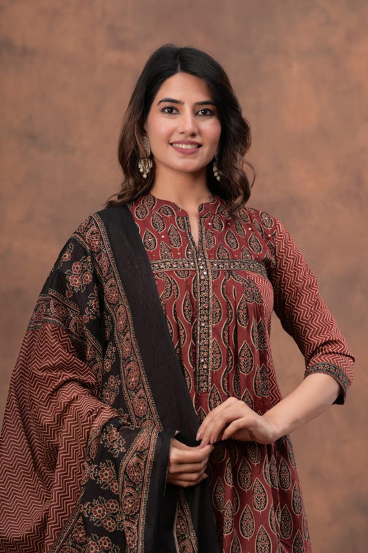 Printed Kurti with Pant and Dupatta
