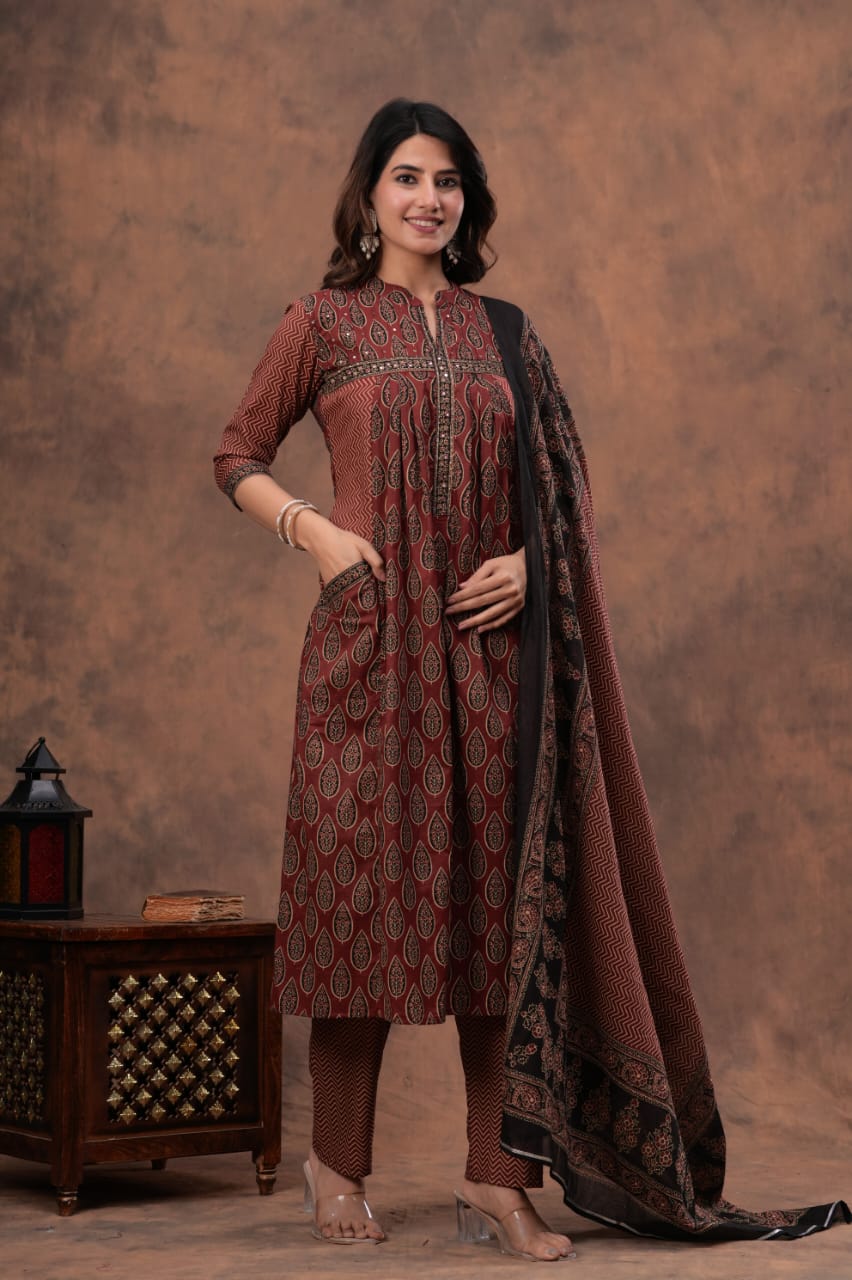 Printed Kurti with Pant and Dupatta