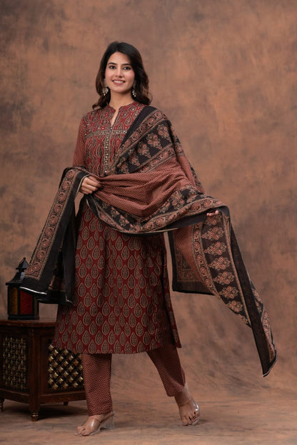 Printed Kurti with Pant and Dupatta