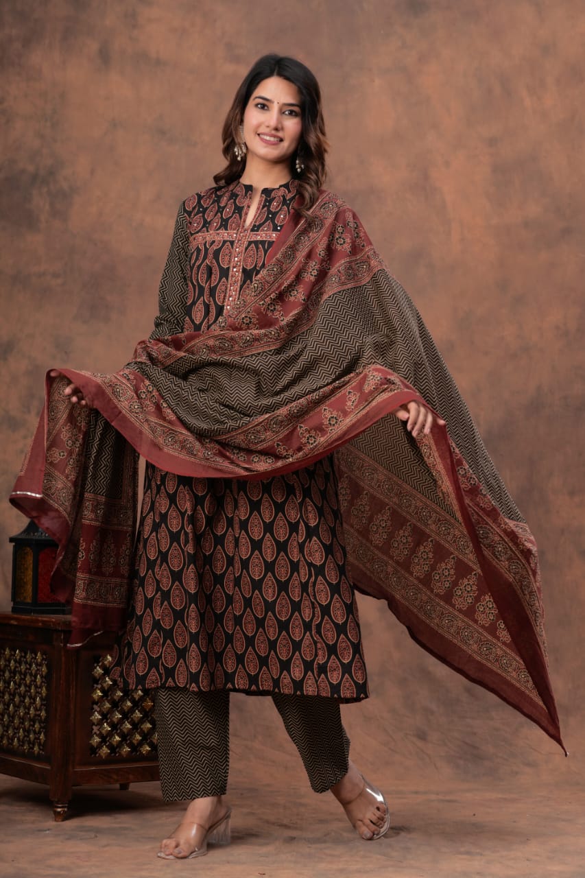 Printed Kurti with Pant and Dupatta