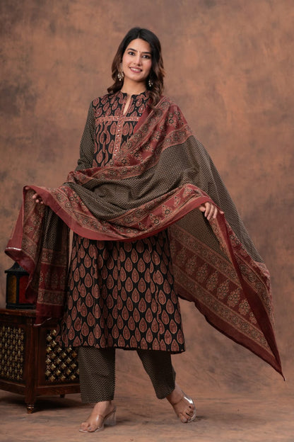 Printed Kurti with Pant and Dupatta