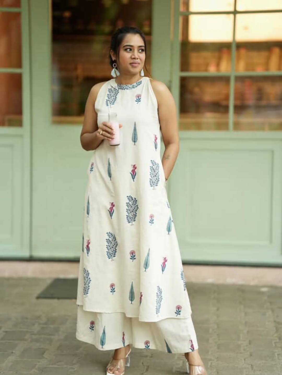 White Premium Cotton Flex Kurti